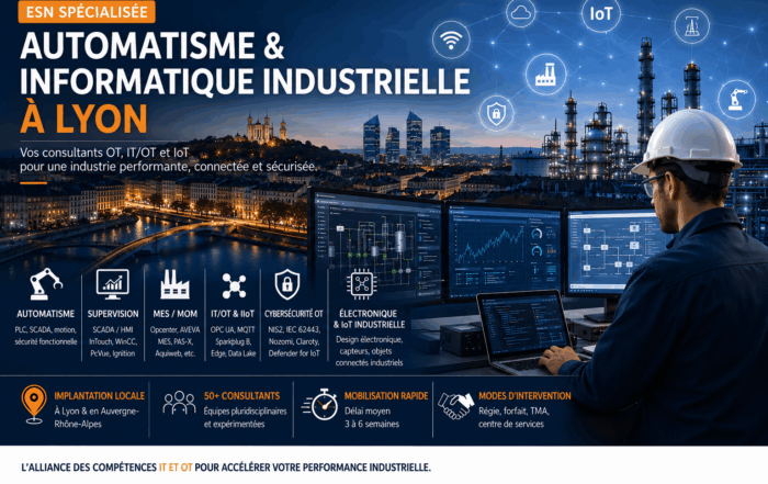 ESN automatisme et informatique industrielle à Lyon – supervision SCADA, ITOT et cybersécurité industrielle.