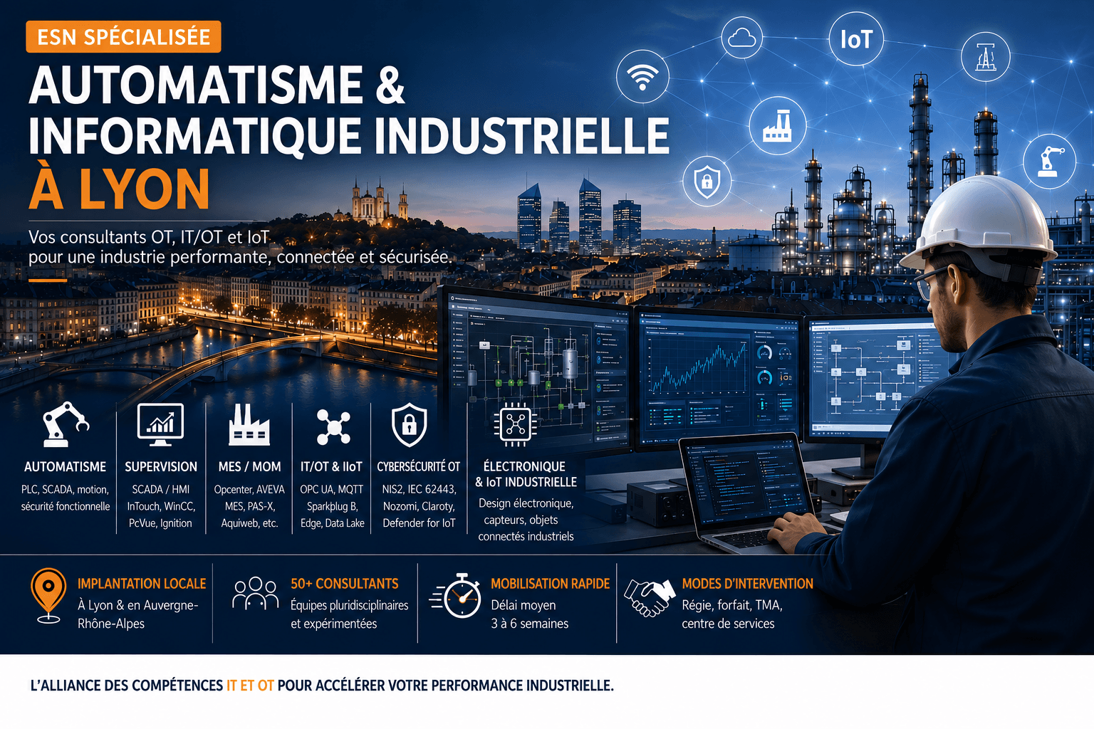 ESN automatisme et informatique industrielle à Lyon – supervision SCADA, ITOT et cybersécurité industrielle.